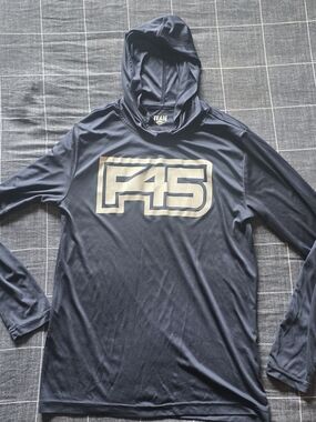F45 Team Navy Hooded Performance Long Sleeve (Uni-sex: Small)